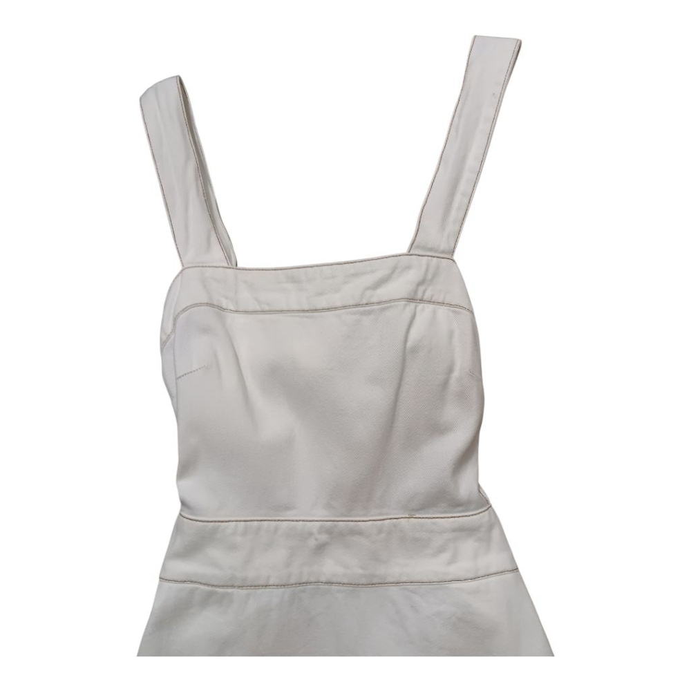 Future Collective Maxi Ivory Denim Bib Dress with Cute Bow Back - Picture 8 of 15